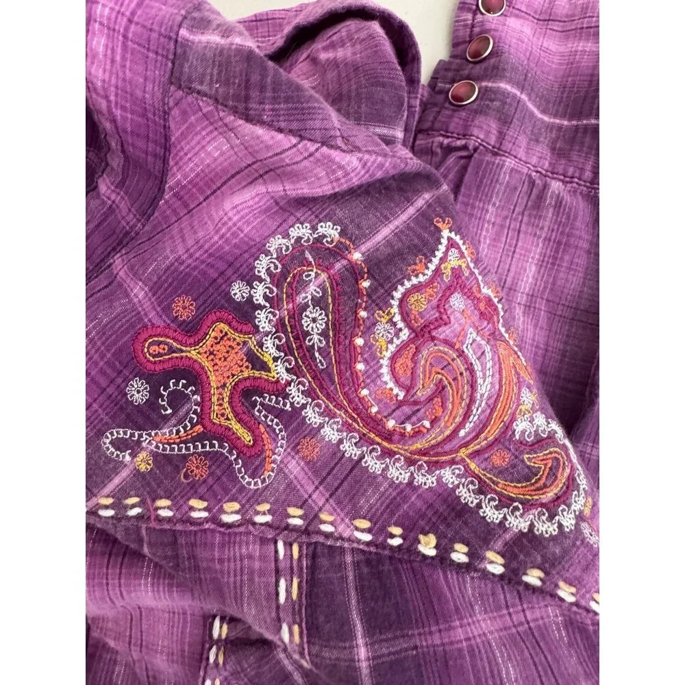 Panhandle Slim Womens Purple Plaid Embroidered Western Shirt‎ sz XXL - Picture 9 of 9